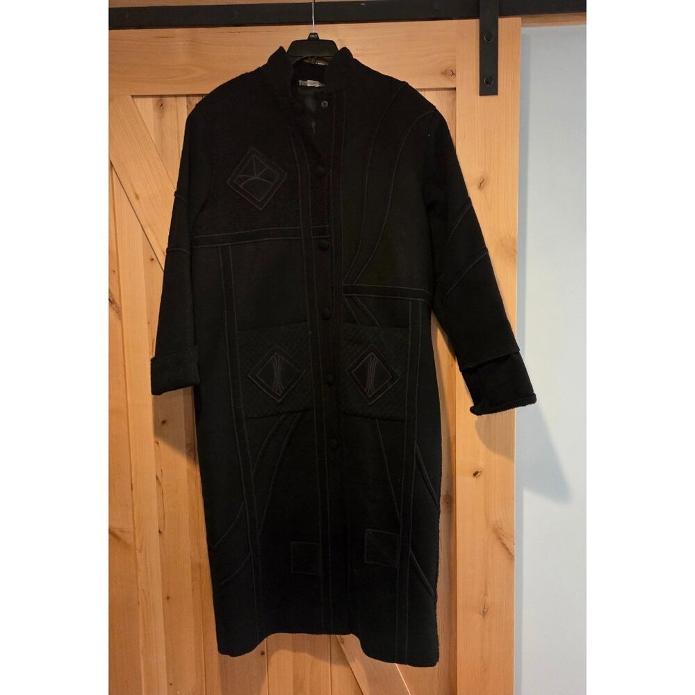 Coloratura Sz M/L Wool Mohair Full Length Art Coat Black Purple USA